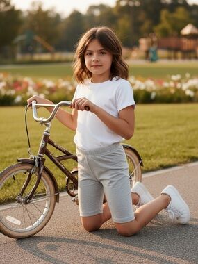 Girls' Light Gray Biker Shorts